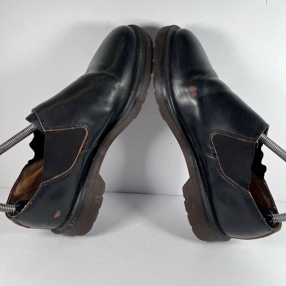 Dr Doc Marten Louis Smooth Black Low Slip On Shoes Cunky Men's Size 7 Women's 8 - Picture 5 of 8